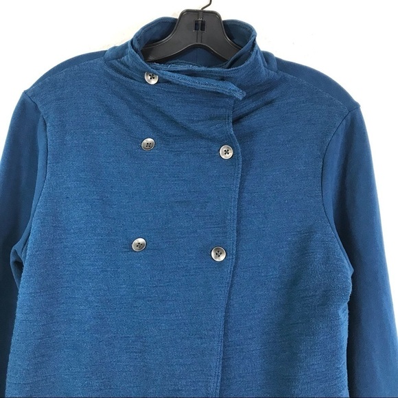 LUCY Blue Knit Double Breasted Sweater Jacket Military Style SIZE LARGE - Picture 7 of 15